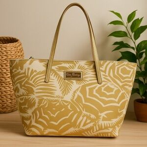 Lilly Pulitzer Elegant Gold and Cream Hobo Bag
